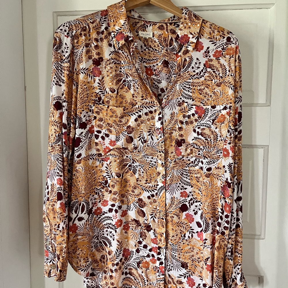 Anthropology Pilcro Multicolor Floral Button-Down Shirt